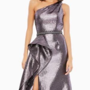 Mac Duggal One Shoulder Metallic Gown